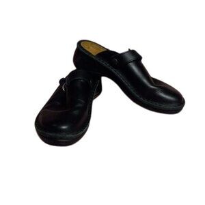 Naot Size 37 US 6 6.5 Black Leather Slip-On Clogs Mules Shoes Adjustable Strap